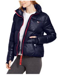 navy cropped puffer jacket