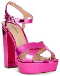 Call It Spring Thorerien Platform Sandals in Pink Metallic (Pink) | Lyst