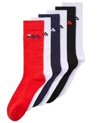 Fila Synthetic 6-pk. Striped Cushioned Crew Socks in Red for Men - Lyst