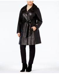 jones new york leather belted trench coat