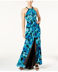 calvin klein floral halter gown