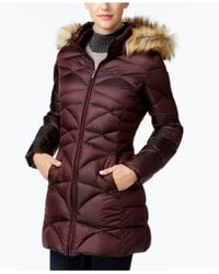 jones new york women's down coat with faux fur hood