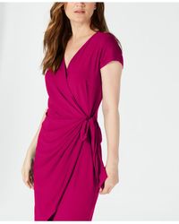 INC International Concepts Synthetic I.n.c. Cap-sleeve Faux-wrap Dress,  Created For Macy's in Pink | Lyst