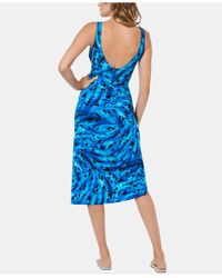 Miraclesuit Blue Printed Sarong Skirt Swim Cover-up