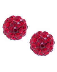 Giani Bernini Crystal 6mm Pave Stud Earrings In Sterling Silver. Available In Clear, Blue Or Red