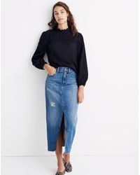 madewell eyelet ruffle mock neck top