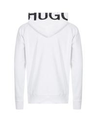 HUGO Cotton By Boss Dayfun Hoodie White for Men - Lyst