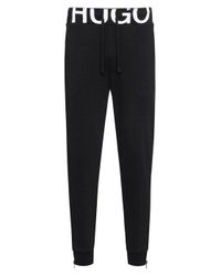 HUGO Duros Sweat Pants With Logo Print In Black for men
