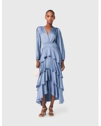 maje ruffini metallic tiered dress MAJE Ruffino Metallic Tiered-Hem Woven Midi Dress