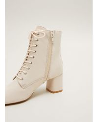 Mango Lace-up Leather Boots in Vanilla (Natural) - Lyst