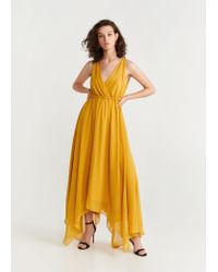 mustard yellow chiffon dress