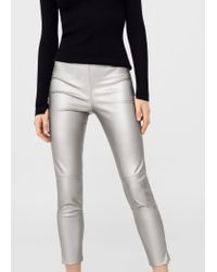 silver faux leather pants