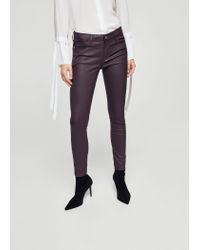 Mango Denim Waxed Skinny Belle Jeans in Burgundy (Purple) | Lyst