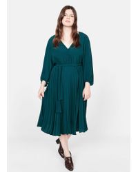 emerald green pleated midi dress