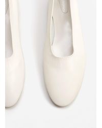 Mango Soft Leather Ballerina in White - Lyst