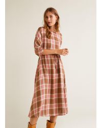mango checked cotton dress