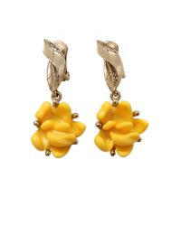 Oscar de la Renta Metallic Resin Flower Earrings