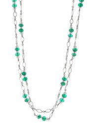 Fred Leighton Multicolor Rose Cut Diamond And Emerald Bead Necklace