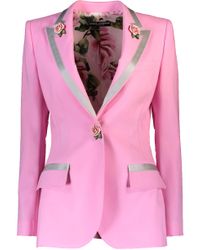 Dolce & Gabbana Pink Trim Blazer With Rose Embellishment