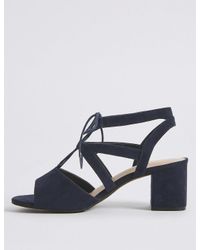 navy wide fit block heel sandals