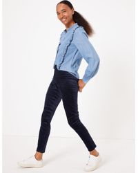 blue ankle grazer trousers
