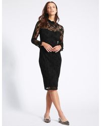 marks and spencer black lace dress