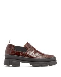 Ganni Leather Lug-soled Loafers in Dark Brown (Brown) - Lyst
