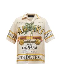 Amiri White Logo-print Silk Short-sleeved Bowling Shirt for men