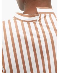 Totême Noma Asymmetric Striped Cotton-poplin Shirt in Brown White 