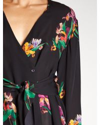 Etro Black Iris-print Wrap Blouse