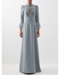 Andrew Gn Gray Crystal-embellished Twill Maxi Dress