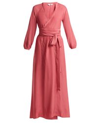 RHODE Jagger Silk Wrap Dress in Pink 