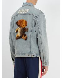 gucci denim jacket teddy bear