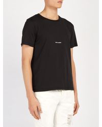 Saint Laurent Red Square Logo Cotton T Shirt in Black for Men | Lyst