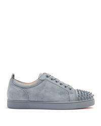 Christian Louboutin Suede Louis Junior Spike-embellished Low-top Trainers  in Grey (Gray) for Men - Lyst