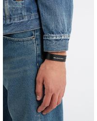 balenciaga logo print leather bracelet