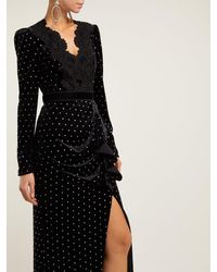 Self-Portrait Black Crystal Embellished Velvet Midi Dress