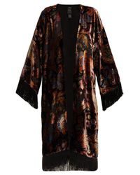 Kimono en velours à motif cachemire et franges Soie The Upside en coloris  Noir - Lyst