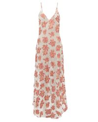 Raey Pink Dip Hem Tinsel And Sheer Silk Blend Slip Dress