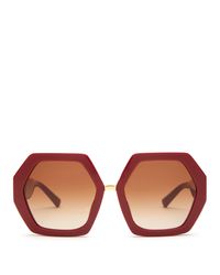 red hexagon sunglasses