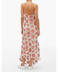 Raey Pink Dip Hem Tinsel And Sheer Silk Blend Slip Dress