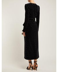 Self-Portrait Black Crystal Embellished Velvet Midi Dress