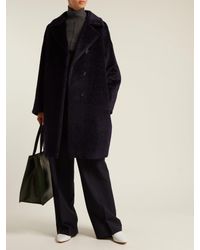 Max Mara Studio Gino Coat In Navy Blue Lyst