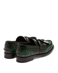 prada green loafers