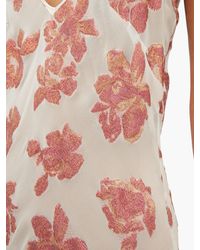 Raey Pink Dip Hem Tinsel And Sheer Silk Blend Slip Dress