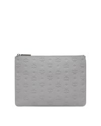 MCM Crossbody Pouch In Monogram Leather in Gray - Lyst