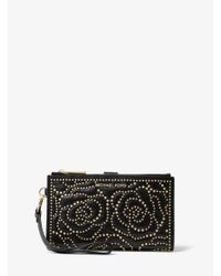 adele rose studded leather smartphone wallet