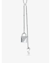 Michael Kors Lasso-Halskette aus Sterlingsilber mit Edelmetallbeschichtung  und mit Schloss- und Schlüsselanhänger in Mettallic - Lyst