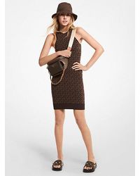 MICHAEL Michael Kors Brown Logo Jacquard Tank Dress
