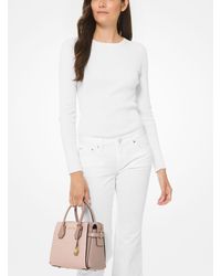 mercer small logo debossed pebbled leather belted satchel